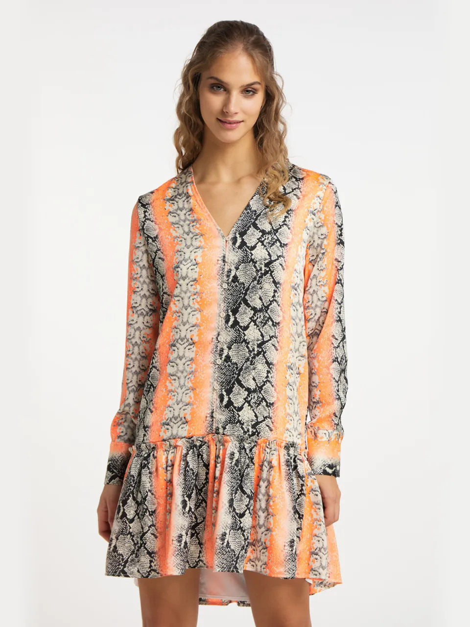 IZIA jurk met reptielenprint gaya Oranje