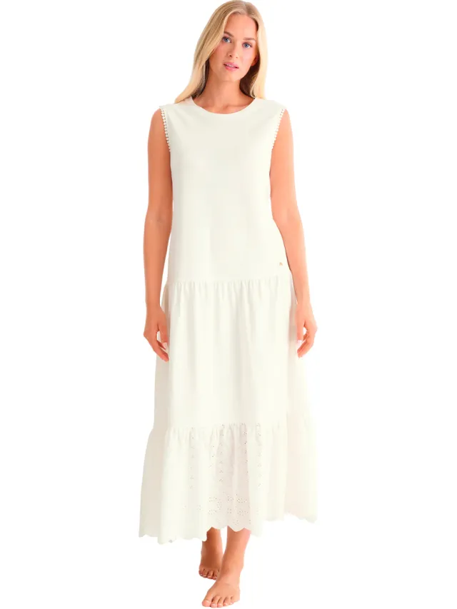 Lisca Jurk Lisca Mouwloze zomer maxi-jurk PANAMA Wit