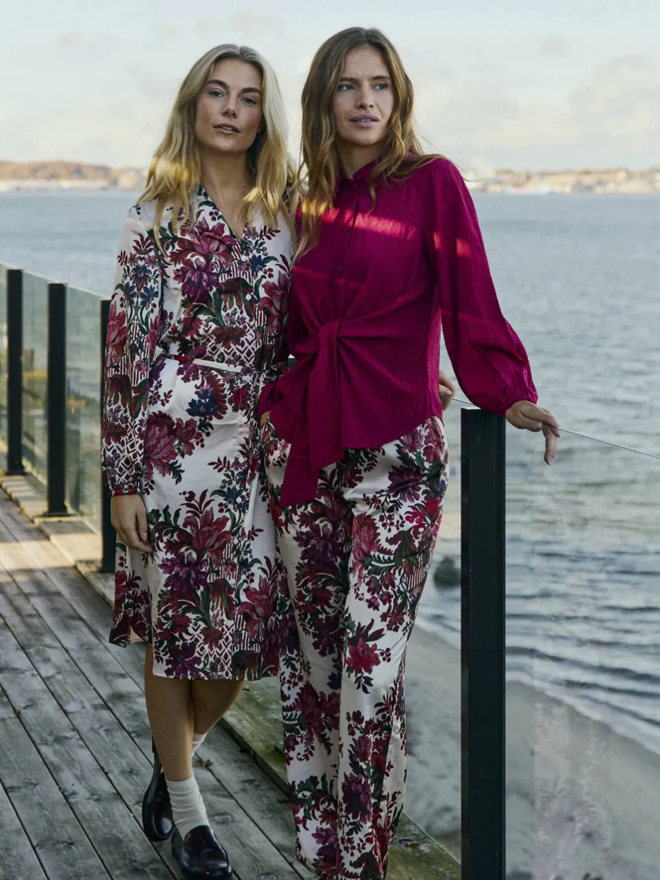 FREEQUENT blousejurk met ceintuur en print - rood Rood/ecru