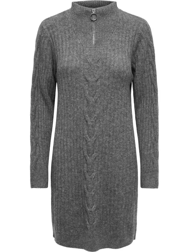 JDY Gebreide jurk JDYANDREA Korte jurk Medium Grey Melange 1