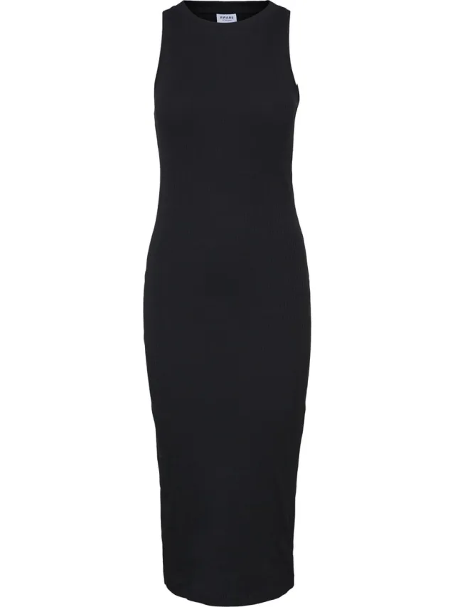 Vero Moda Aware VMLAVENDER SL CALF DRESS VMA Dames Jurk Zwart