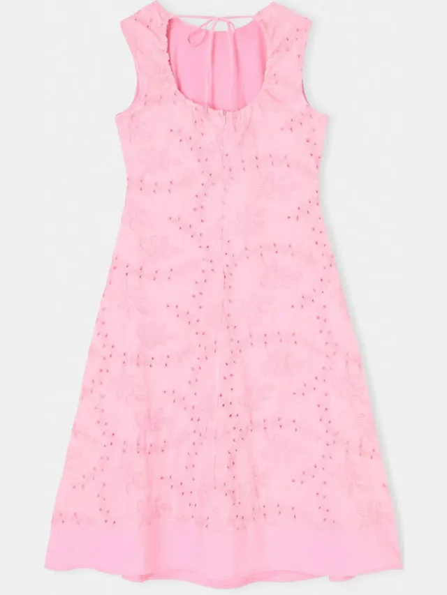 Trendyol TRENDYOLMİLLA Dames Roze Effen Midi Mouwloos Skater Jurken