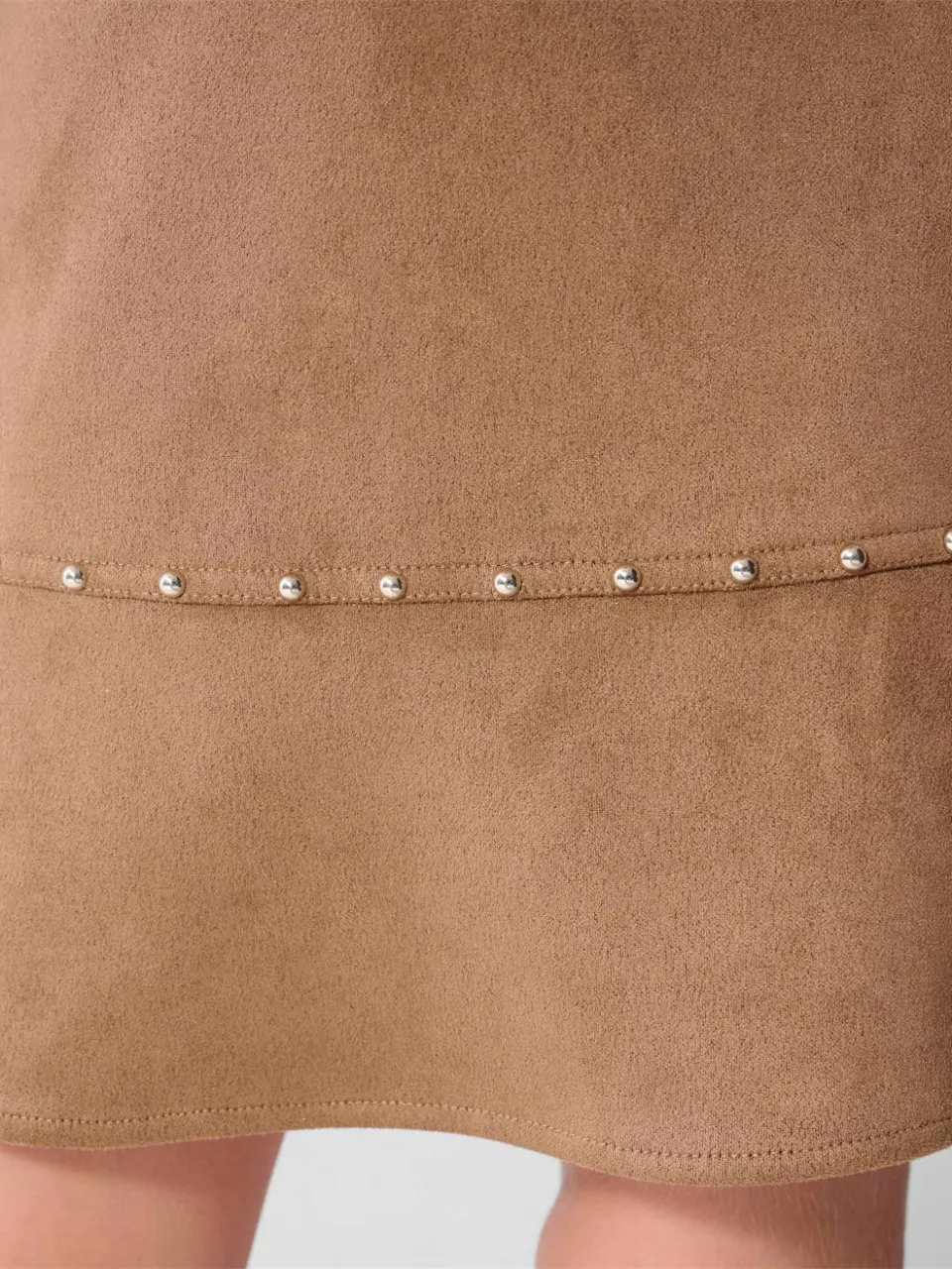 Shoeby suède midi jurk met studs lichtbruin, foto 7