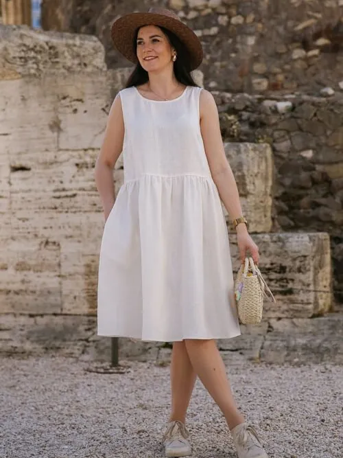 Amber Linen dames vegan Smockjurk Provence Crème