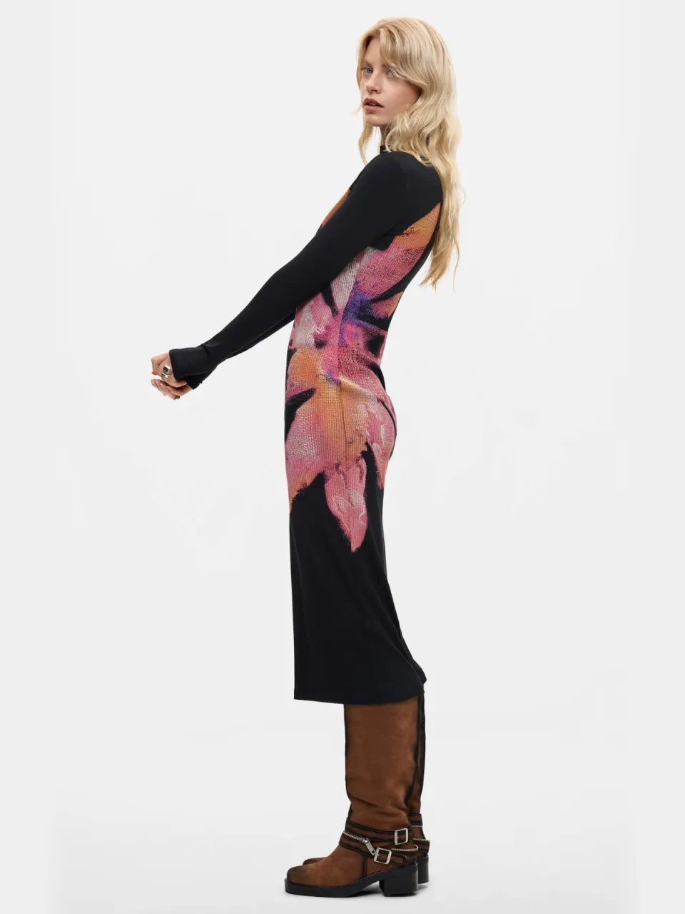 Desigual SEVILLA midi jurk zwart roze, foto 4
