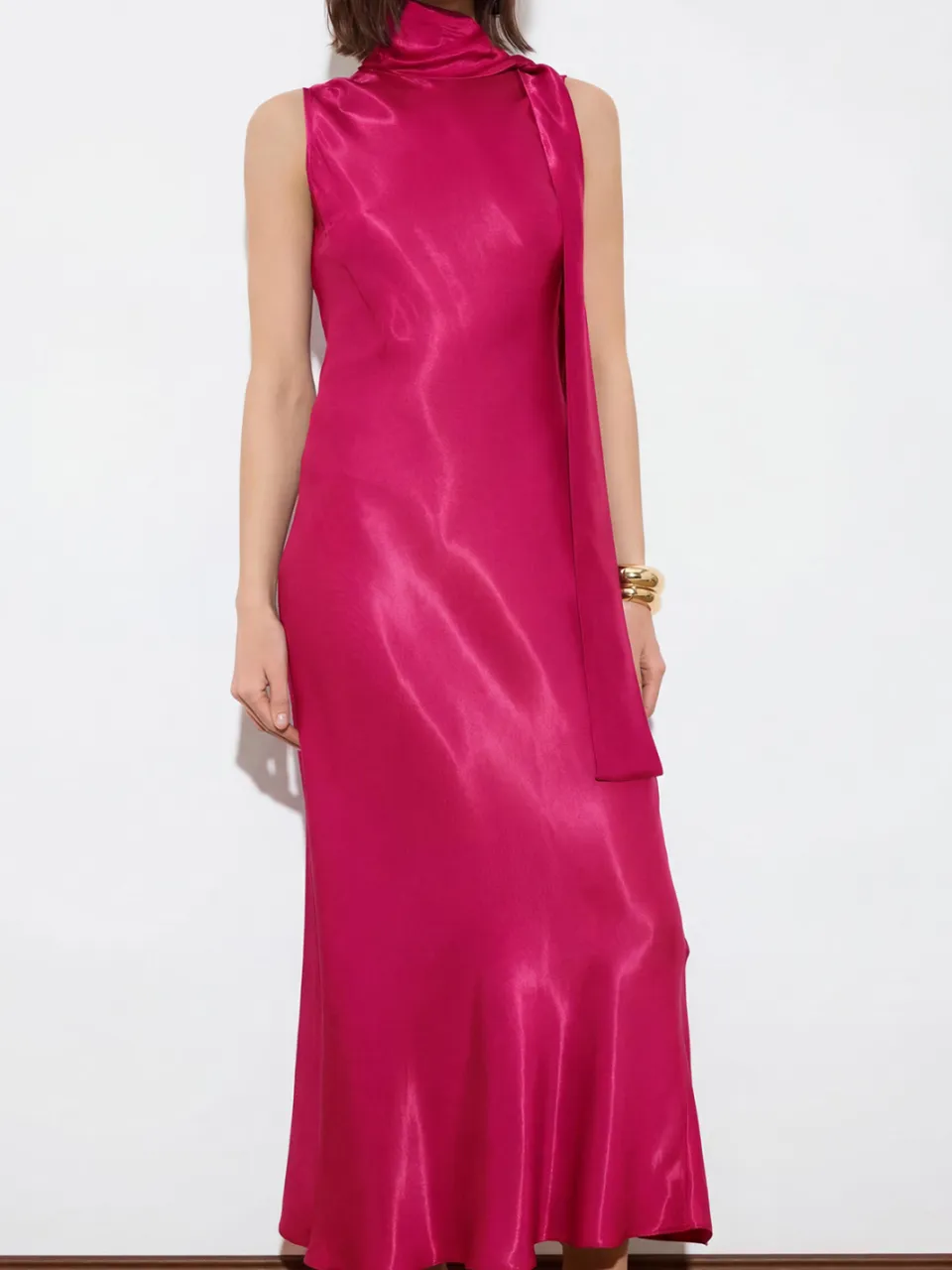 Trendyol TRENDYOLMİLLA Dames Roze Effen Maxi Mouwloos Stijlvol/Avond A-lijn Jurken, foto 2