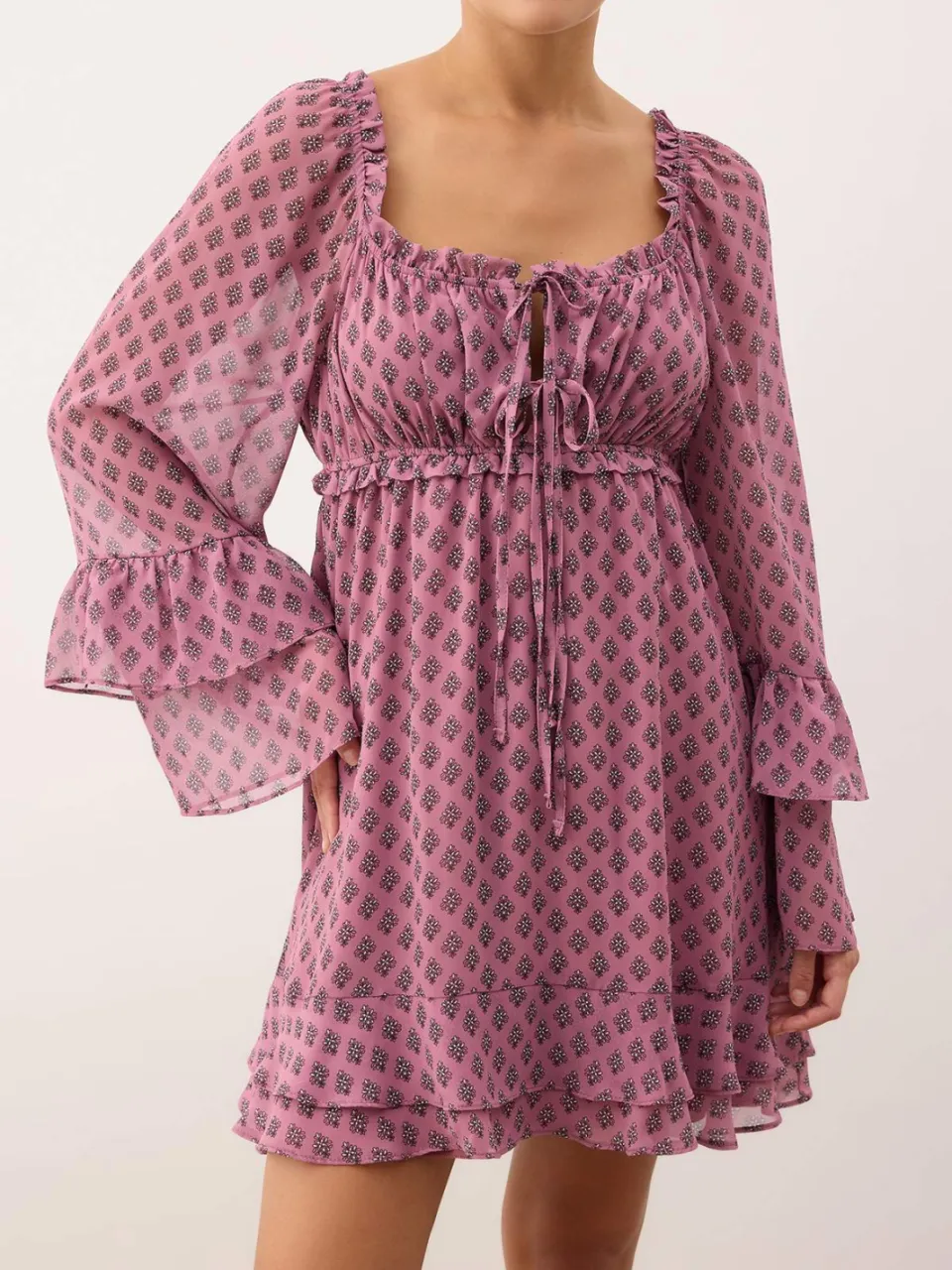 Trendyol TRENDYOLMİLLA Dames Meerkleurig Paisley Kort / Mini Lang Casual Recht Jurken veelkleurig, foto 2