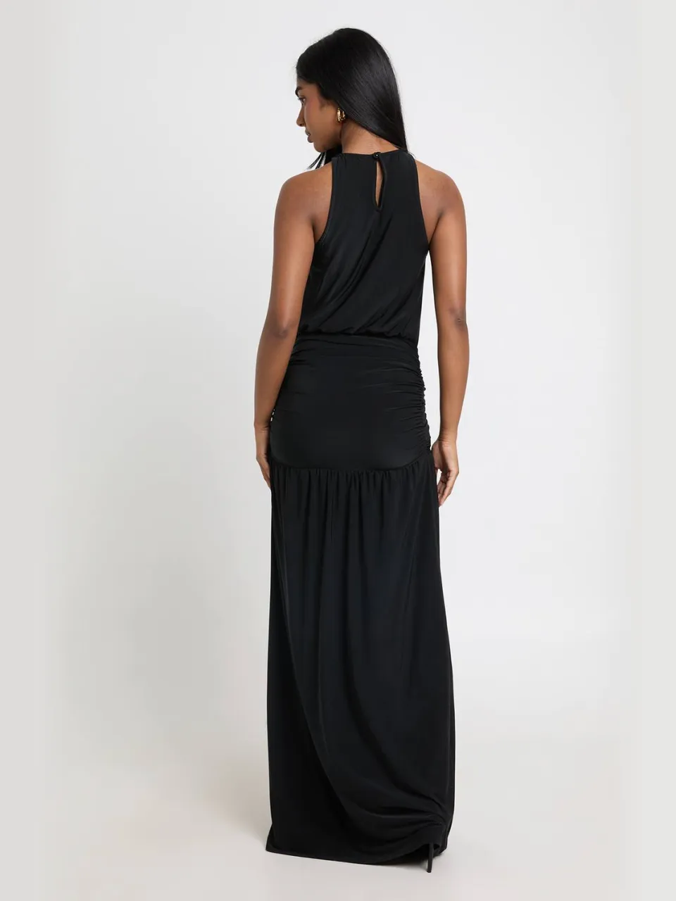 boohoo Dames Superzachte Geplooide Maxi-jurk Met Verlaagde Taille zwart, foto 2