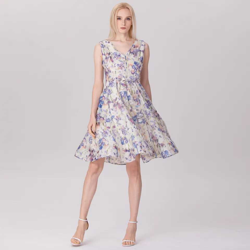 Smart & Joy Mouwloze thee-organza-jurk met bloemenprint veelkleurig, foto 2