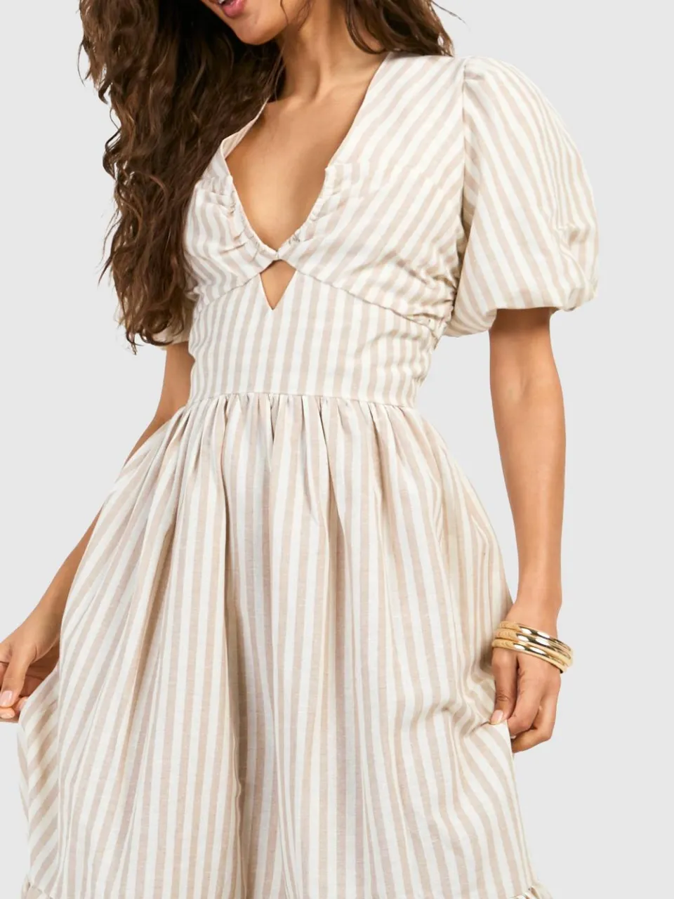 boohoo Dames Gestreepte Maxi Jurk met Lagen steen, foto 4