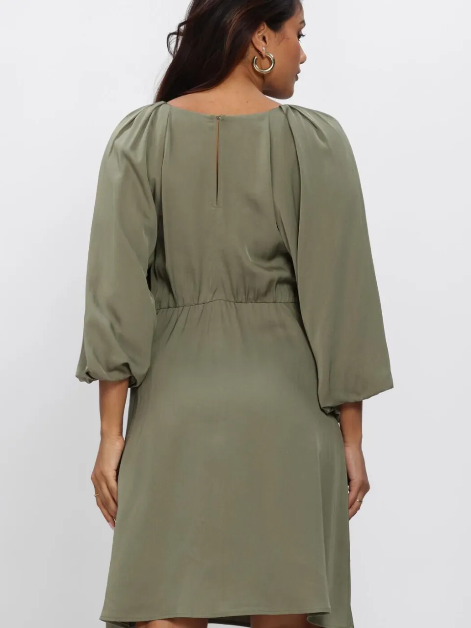 SELECTED WOMEN Dames Jurken Slflaurina 3/4 Short Open Back Dress - Olijf, foto 3