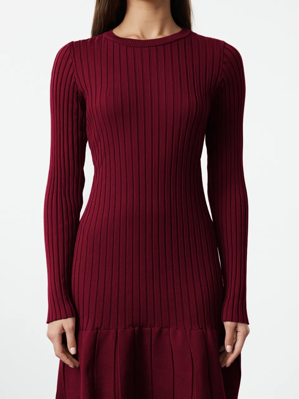 Trendyol TRENDYOLMİLLA Dames Bordeaux Effen Kort / Mini Lang Avond / Dagelijks A-lijn Jurken Bordeauxrood