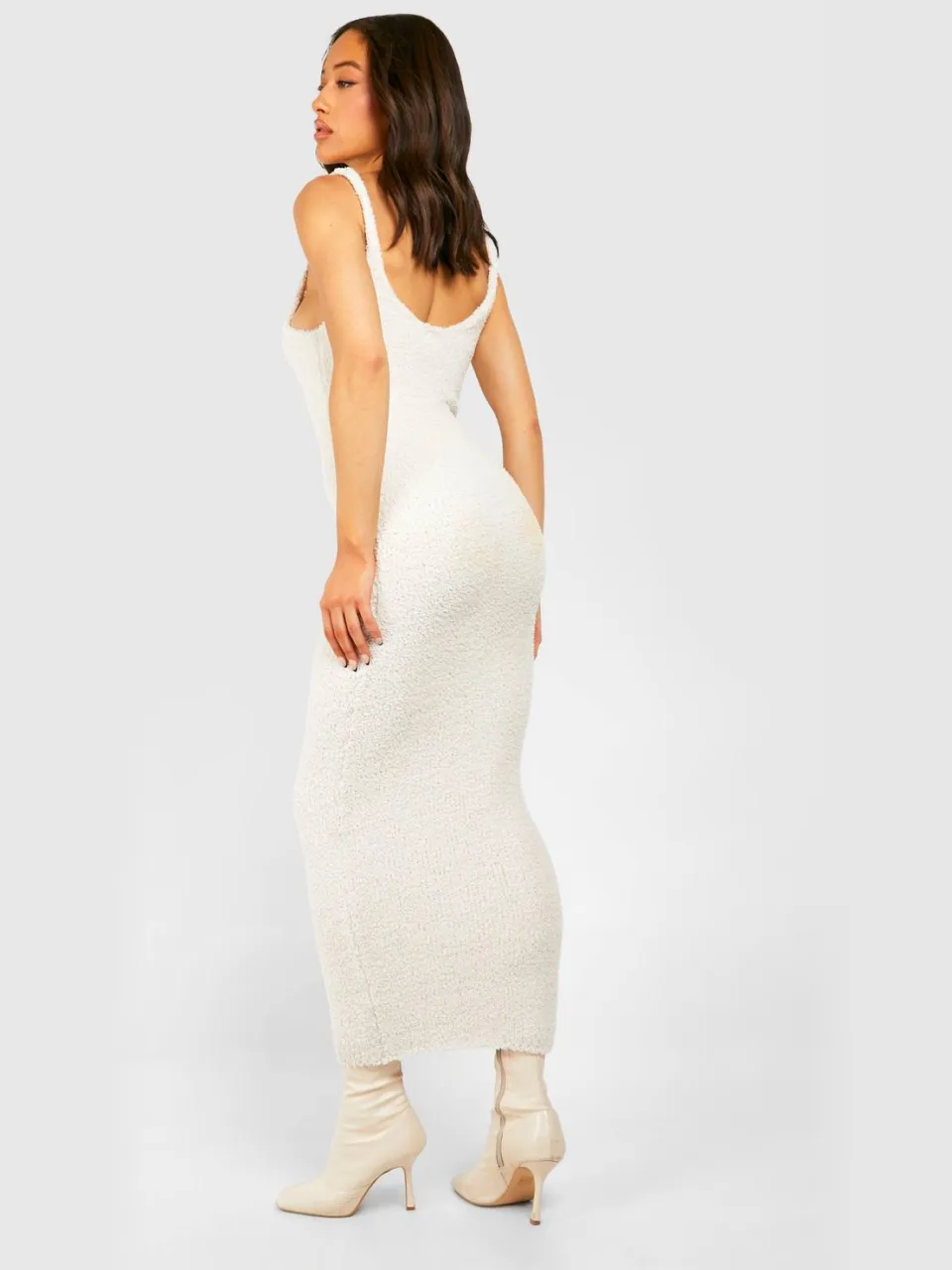 boohoo Dames Teddy Soft Knit Scoop Midaxi Jurk ivoor, foto 2