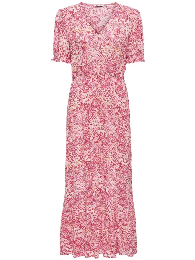 Only ONLCHIANTI S/S LONG DRESS WVN NOOS - Dames - Maxi jurken cloud dancer
