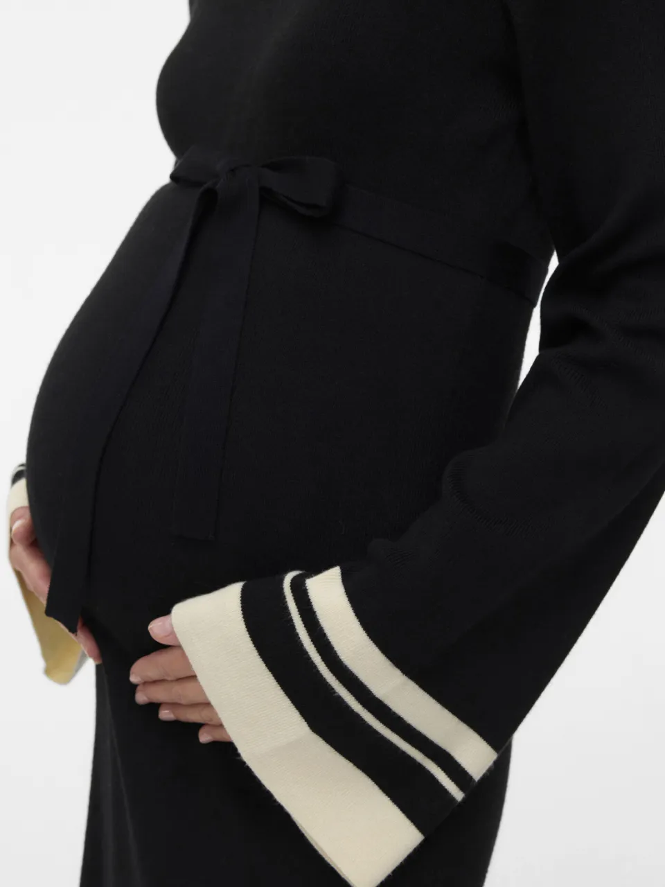 Mamalicious MLSOLA gebreide zwangerschapsjurk zwart/ecru, foto 6