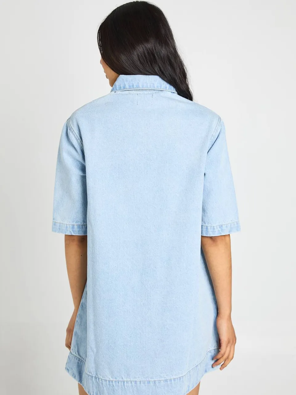 boohoo Dames Lange Denim Jurk Met Korte Mouwen, foto 3