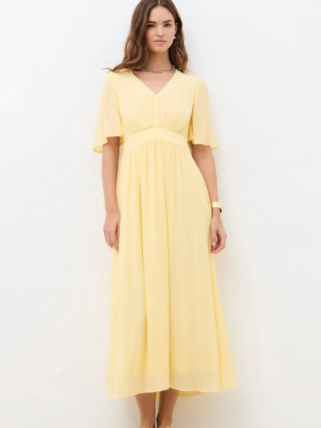 Caroll midi jurk lichtgeel