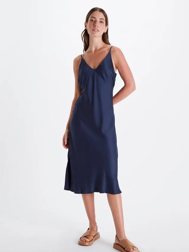 Neu Nomads dames vegan Slipdress Bias Middernachtblauw Extra donkerblauw