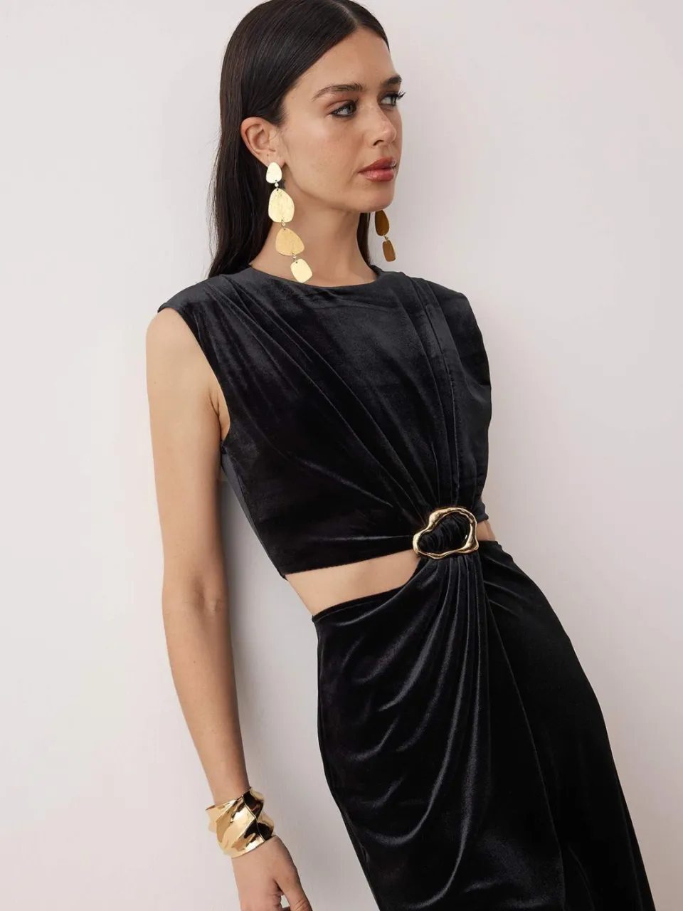 Trendyol TRENDYOLMİLLA Dames Zwart Effen Midi Mouwloos Stijlvol/Avond Recht Jurken, foto 2