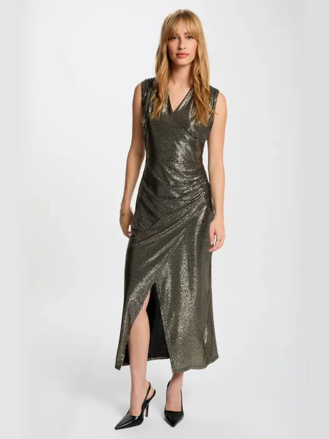 Morgan midi jurk met glitter zwart DORE