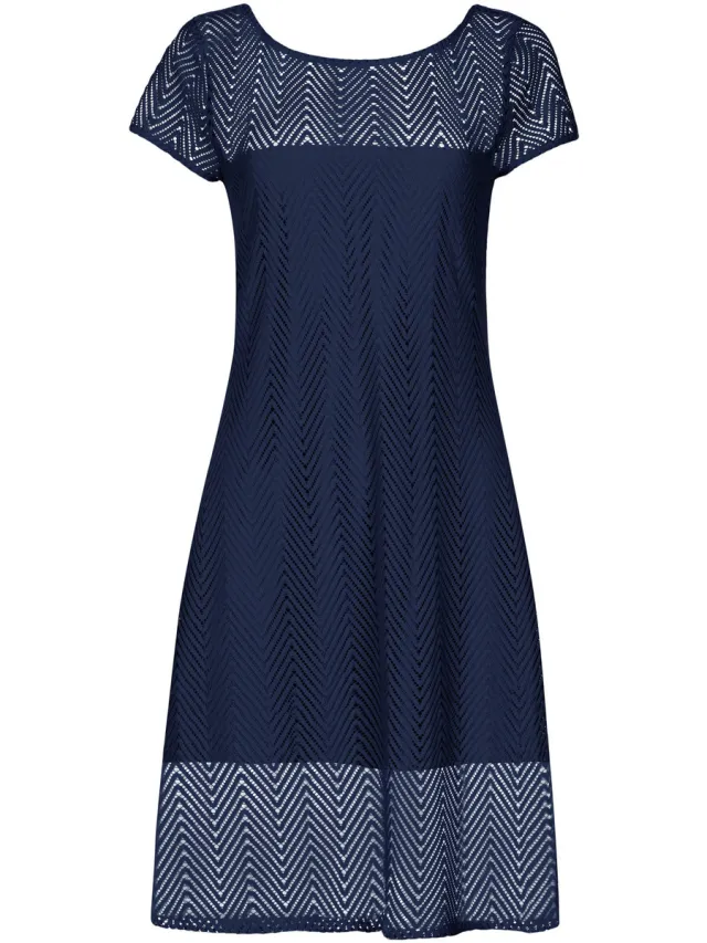 Lisca Jurk Lisca Zomerjurk met slipe mouwen Santorini Blauw