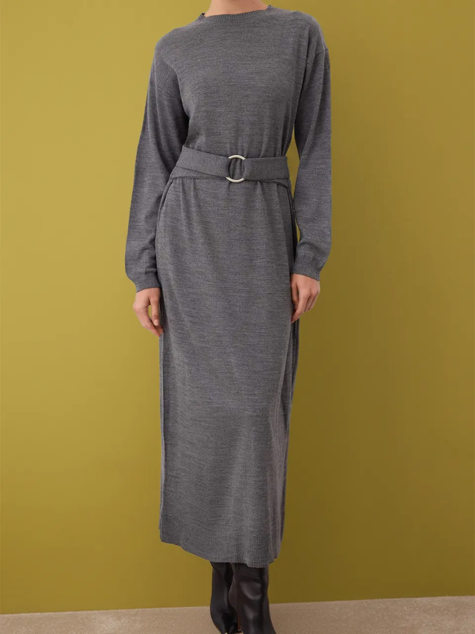 Trendyol Modest Dames Grijs Effen Maxi Lang Casual A-lijn Modest Jurken, foto 2