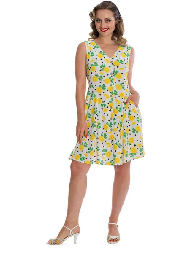 Banned Lemon Love Korte jurk - 3XL - Wit