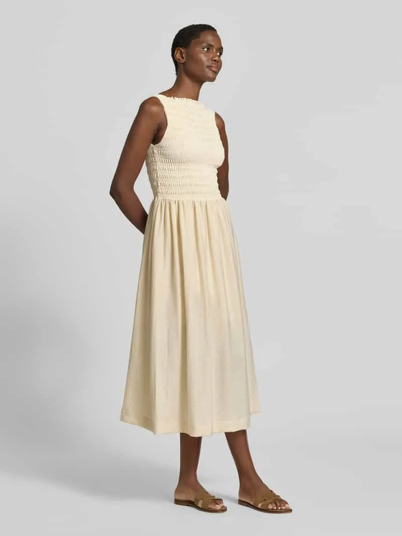 Jake*s Casual midi-jurk met smokelementen beige, foto 3