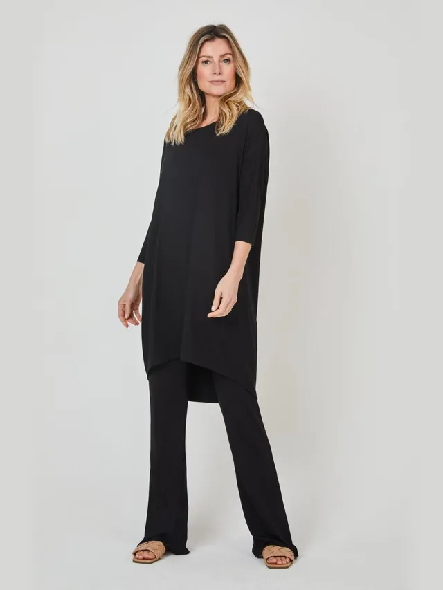 Didi Dames Loose dress 3/4 sleeves Black Zwart / grijs