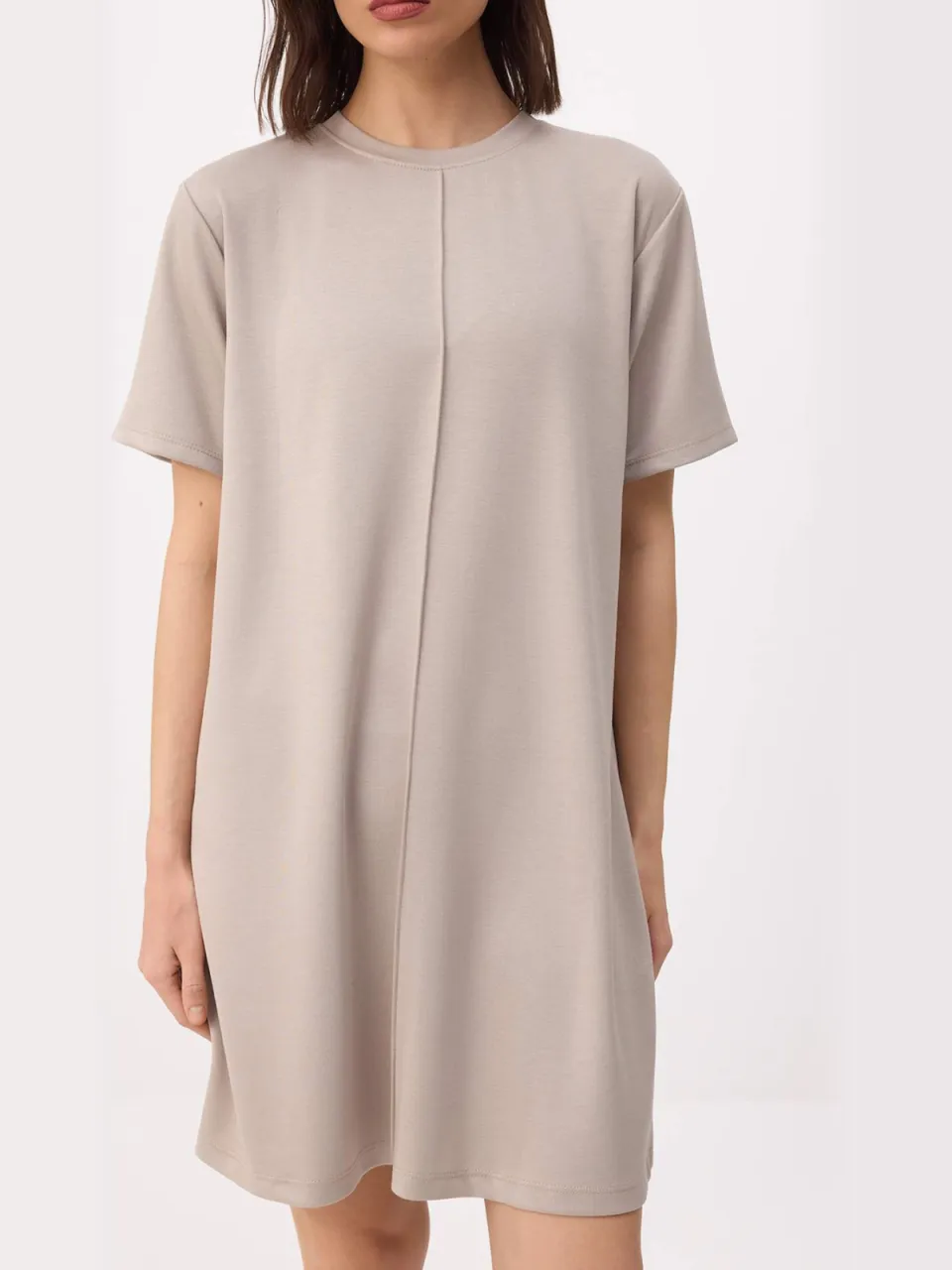 Trendyol TRENDYOLMİLLA Dames Beige Effen Kort / Mini Kort Casual Recht Jurken, foto 2