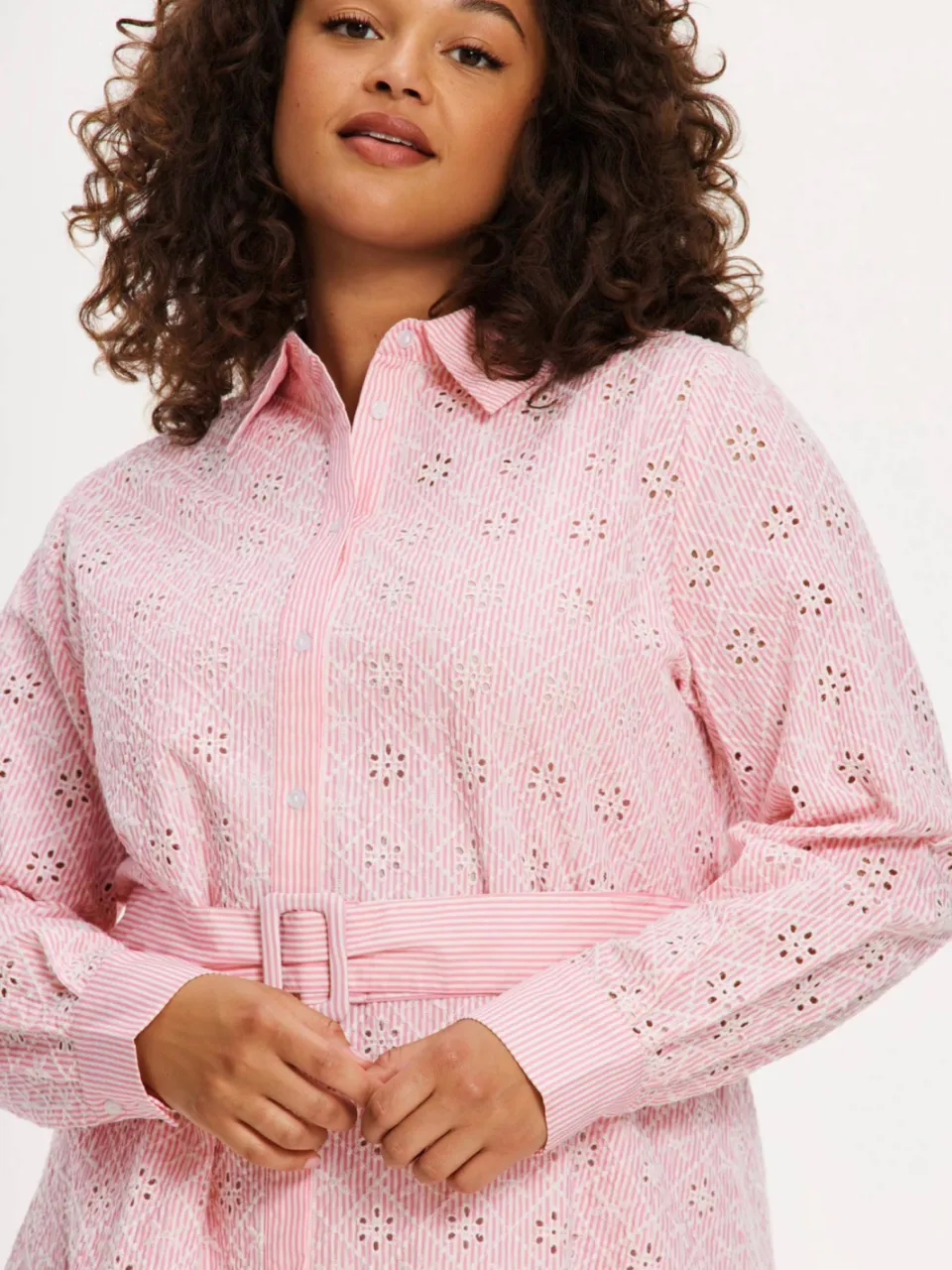 Yoek blousejurk broderie roze, foto 6