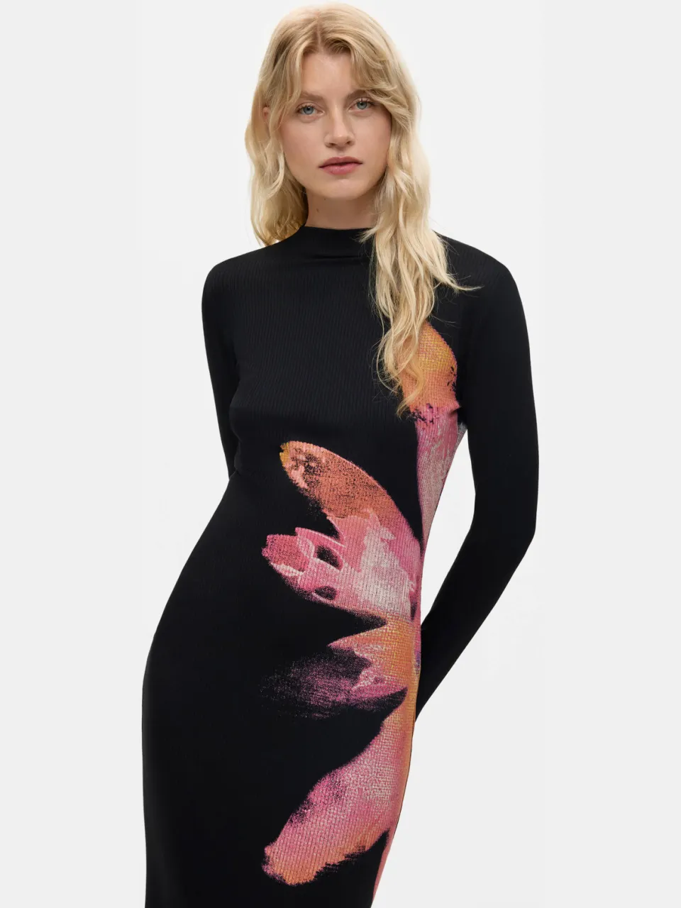 Desigual SEVILLA midi jurk zwart roze, foto 3