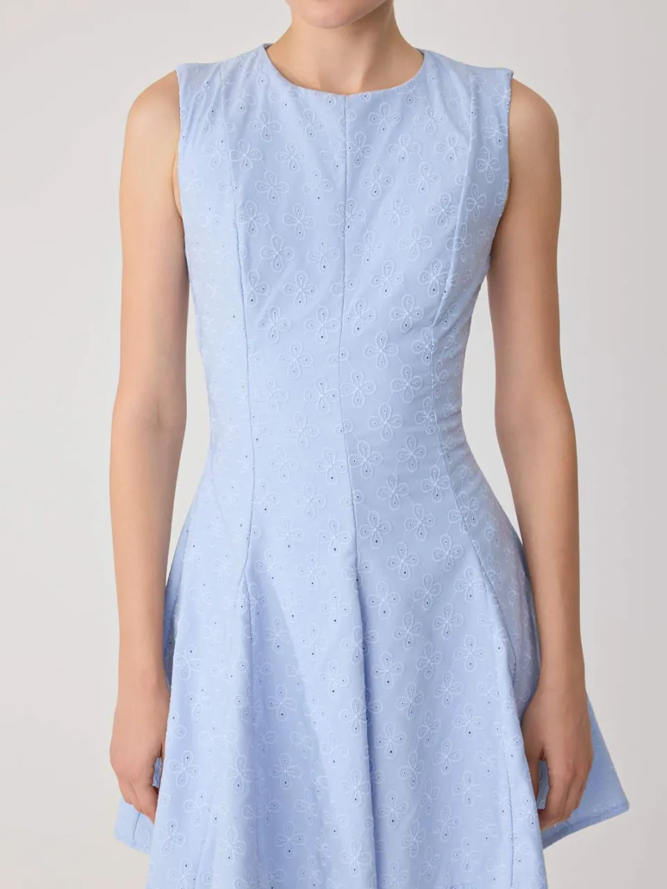 Trendyol TRENDYOLMİLLA Dames Blauw Effen Kort / Mini Mouwloos Casual Skater Jurken, foto 2