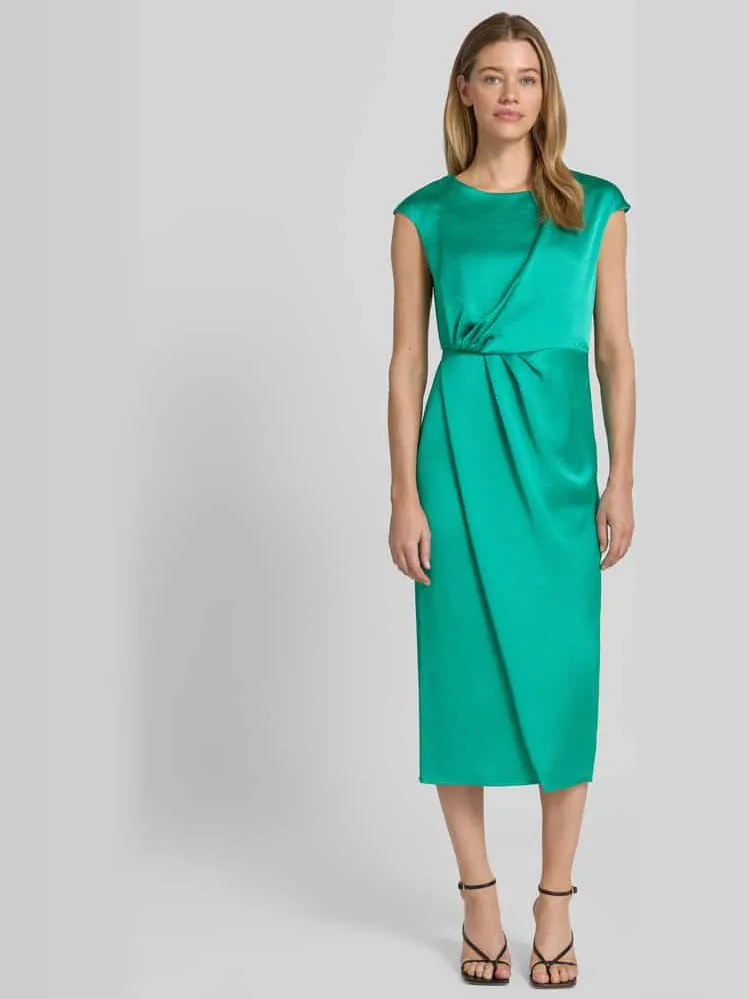 Marc Cain midi-jurk van satijn met draperingen Smaragdgroen