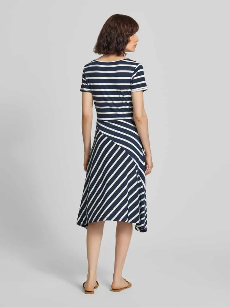 ZABAIONE midi-jurk in all-over look model 'Be44lissa' marineblauw, foto 3