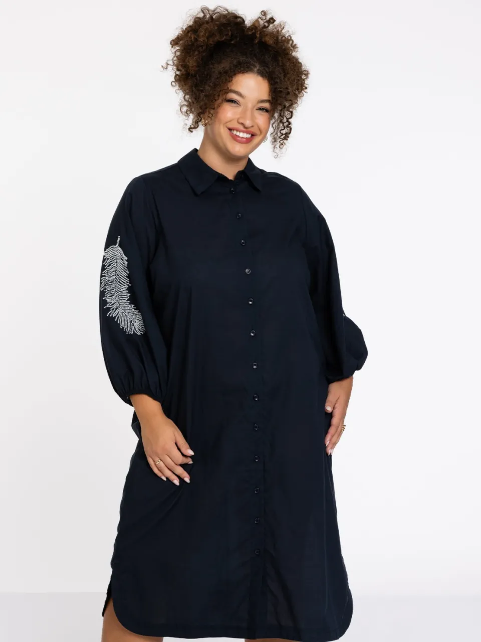 Yoek Geborduurde blouse-jurk SOFT | Blauw, foto 2