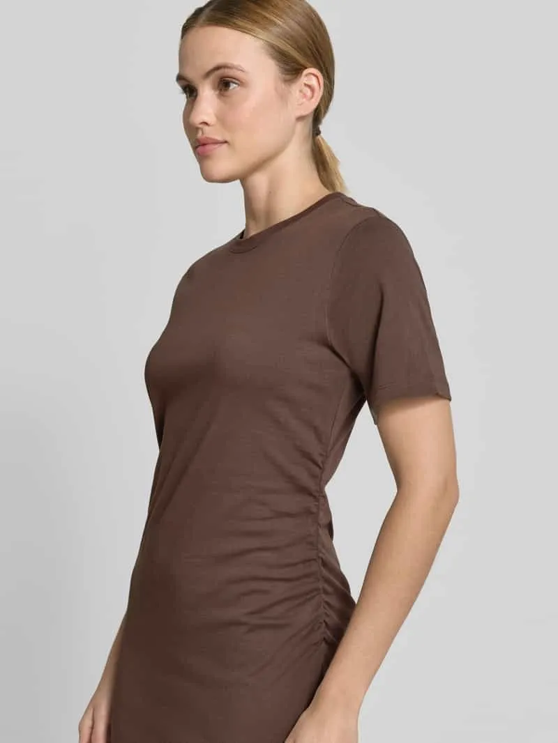 Jake*s Casual Knielange t-shirtjurk met ronde hals donkerbruin, foto 5