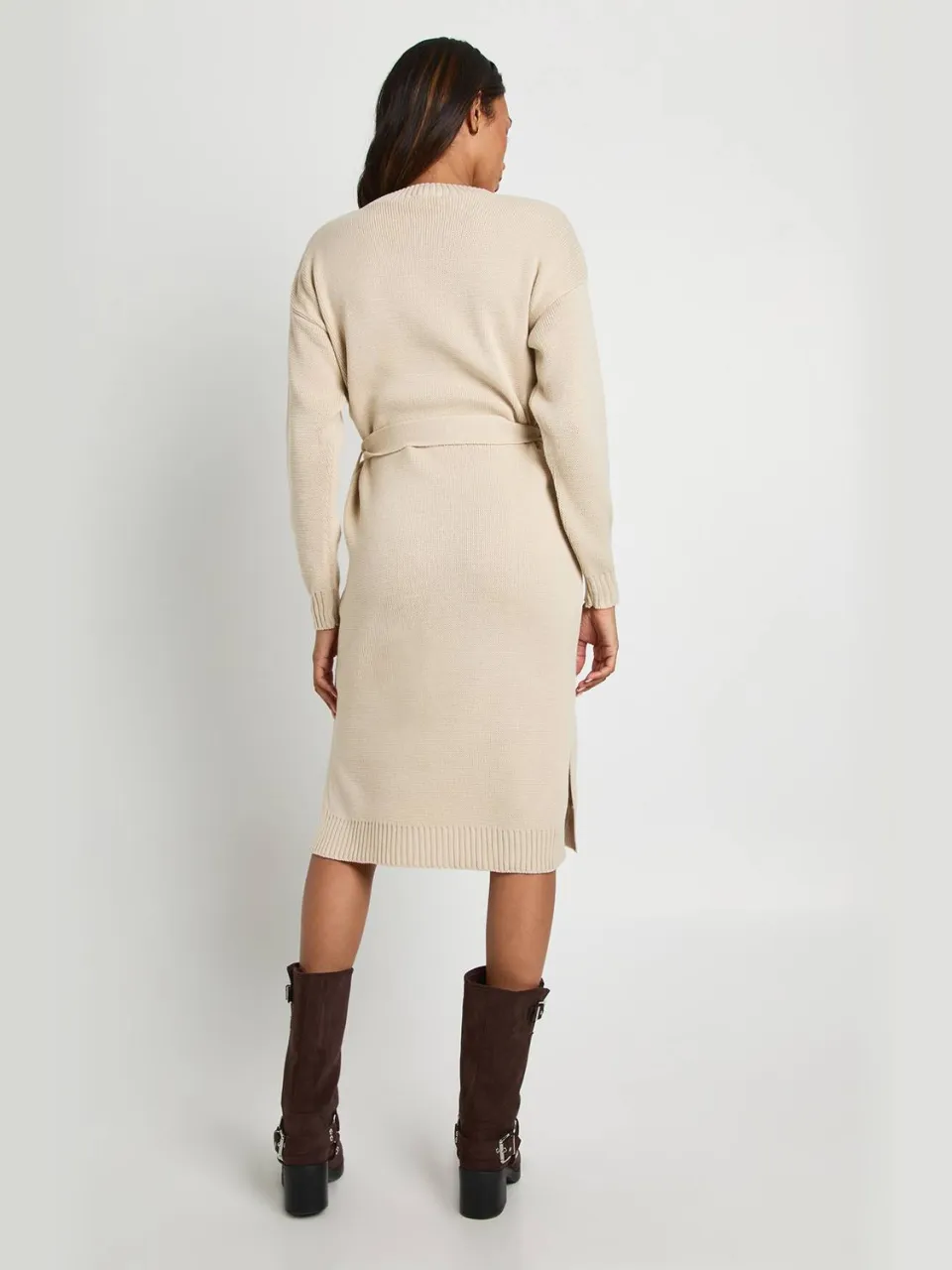 boohoo Dames Zwangerschaps ronde hals trui midijurk steen, foto 2