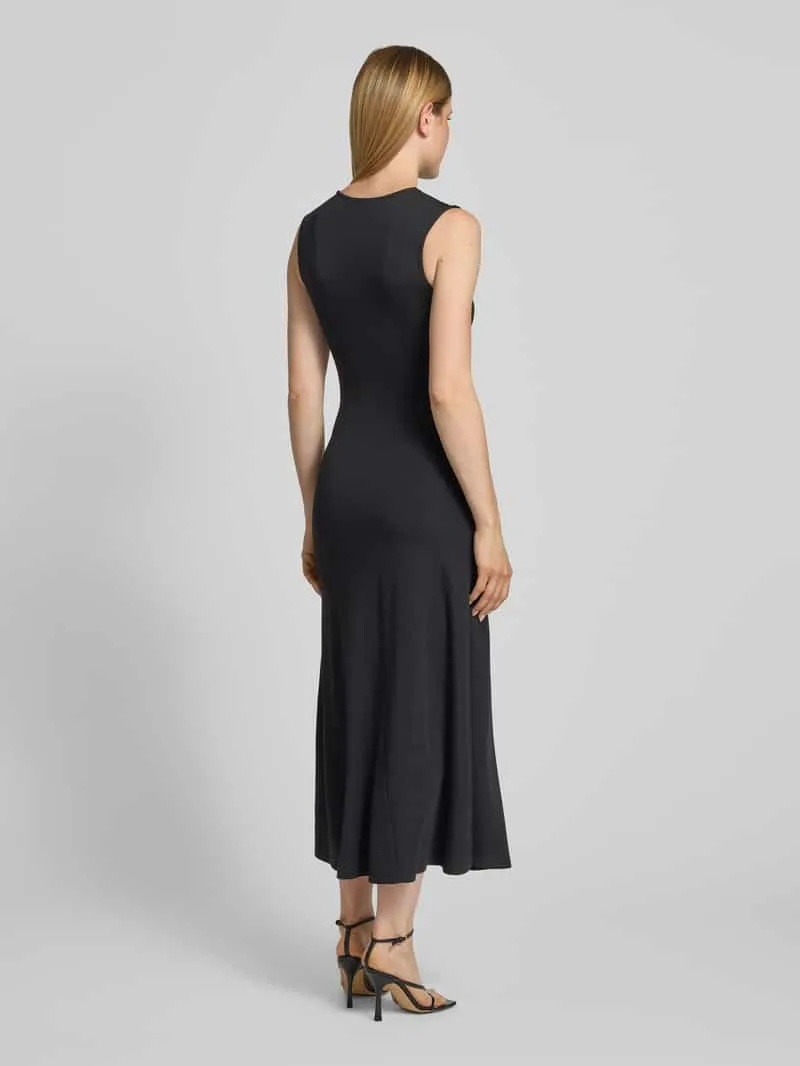 Jake*s Collection midi-jurk van viscosemix met draperieën zwart, foto 3