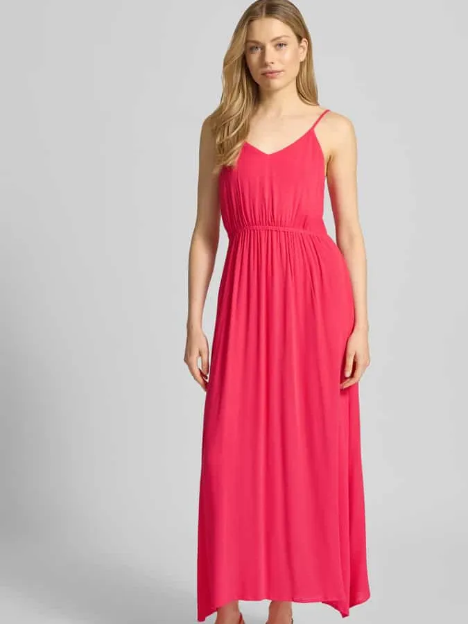 Ichi Midi-jurk van viscose met diepe ruguitsnijding Felroze