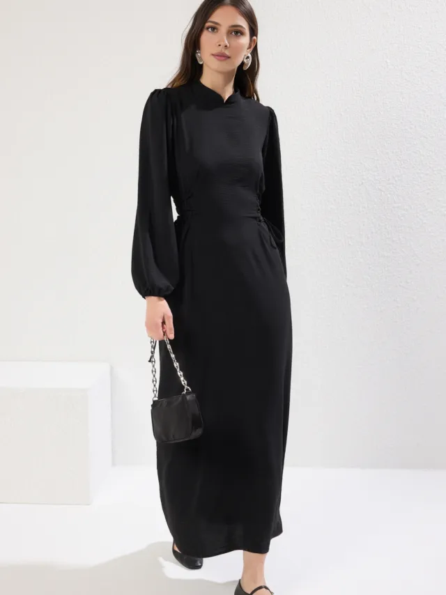 Trendyol Modest Dames Zwart Effen Maxi Lang Casual A-lijn Modest Jurken