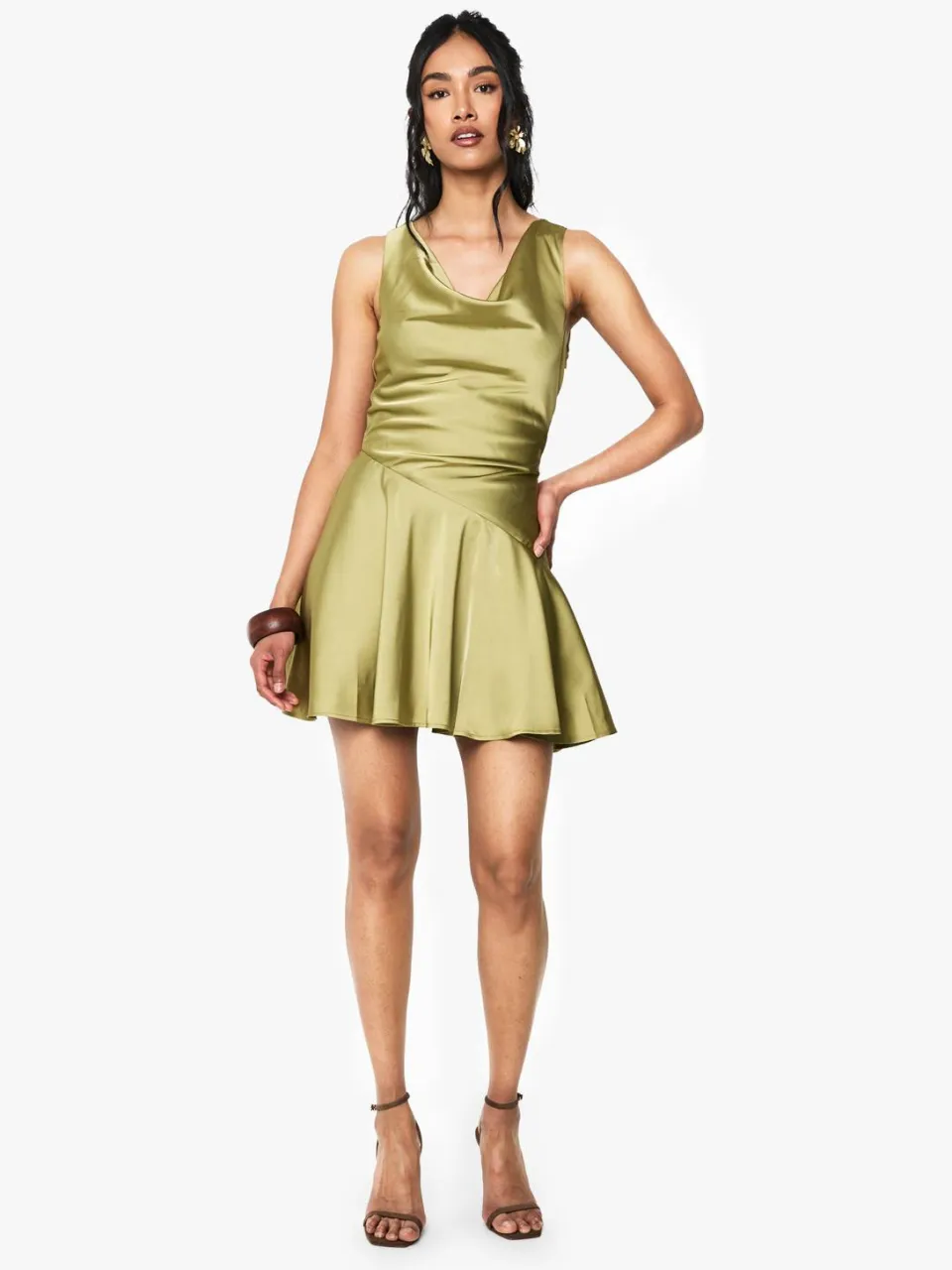 boohoo Dames Satijnen mini-jurk met verlaagde taille verstandig, foto 2