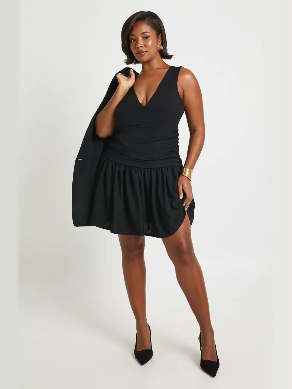 boohoo Dames Plus Plunge Korset Detail Mini Jurk zwart