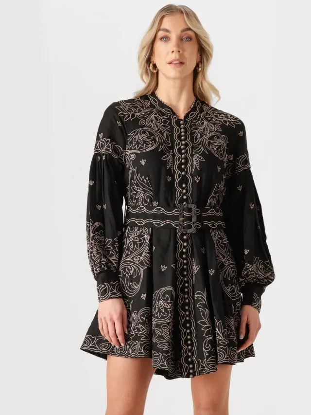 SCARLETT POPPIES Dames Jurken Berite Short Dress - Zwart