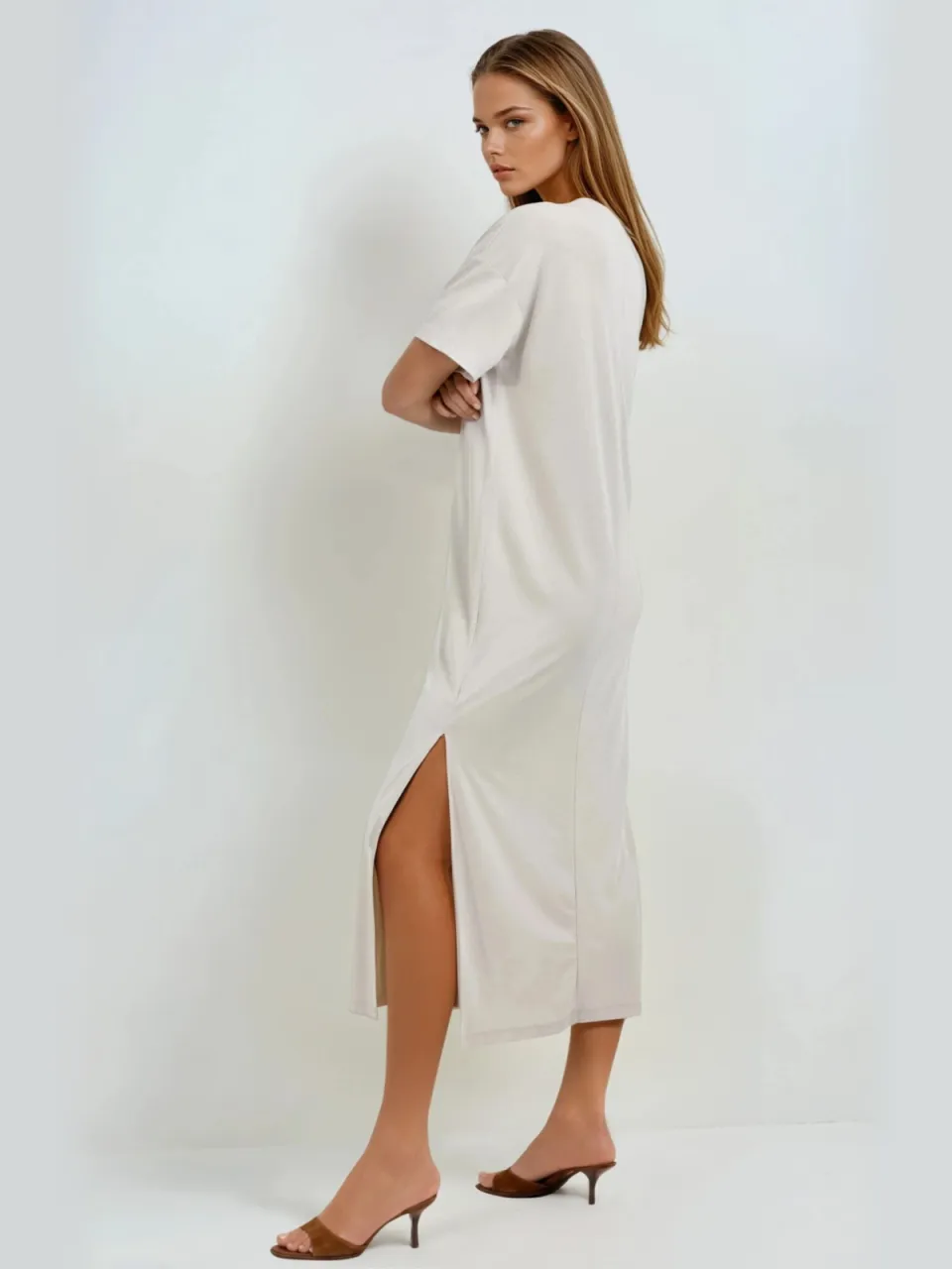 Busem Losse Fit Midi-jurk met Splits steen, foto 2
