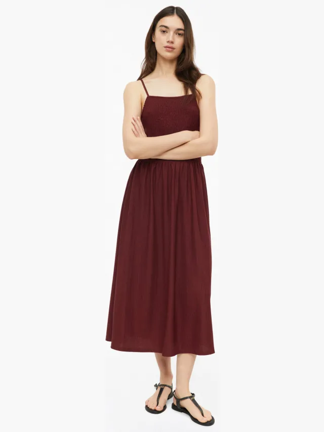 s.Oliver slim fit midi jurk - donkerrood