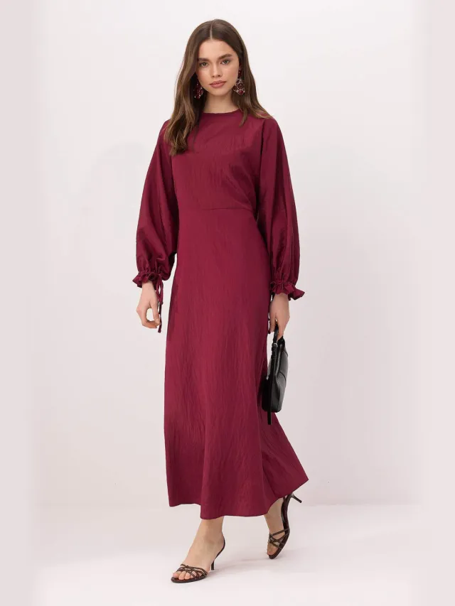 Trendyol TRENDYOLMİLLA Dames Paars Effen Maxi Lang A-lijn Modest Jurken Rood