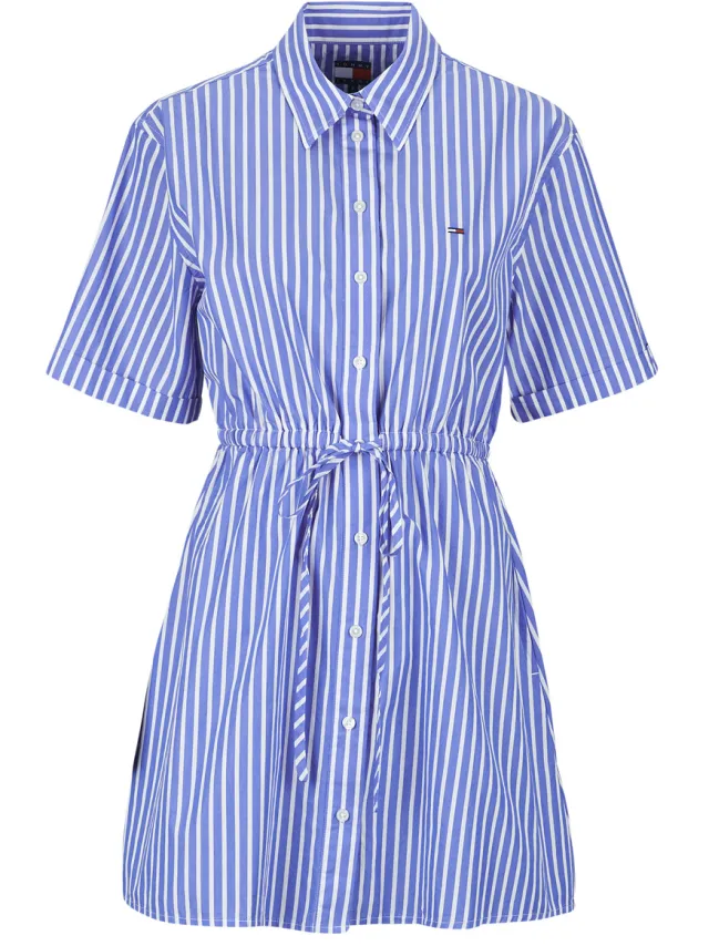 Tommy Jeans Korte Jurk Tommy Jeans TJW MINI STRIPE SHIRT DRESS Blauw
