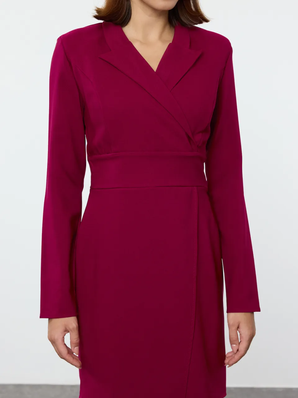 Trendyol TRENDYOLMİLLA Dames Paars Effen Kort / Mini Lang Zakelijk Blazer Jurk Jurken, foto 2