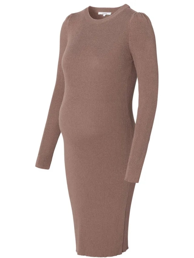 Noppies maternity gebreide zwangerschapsjurk Vena taupe
